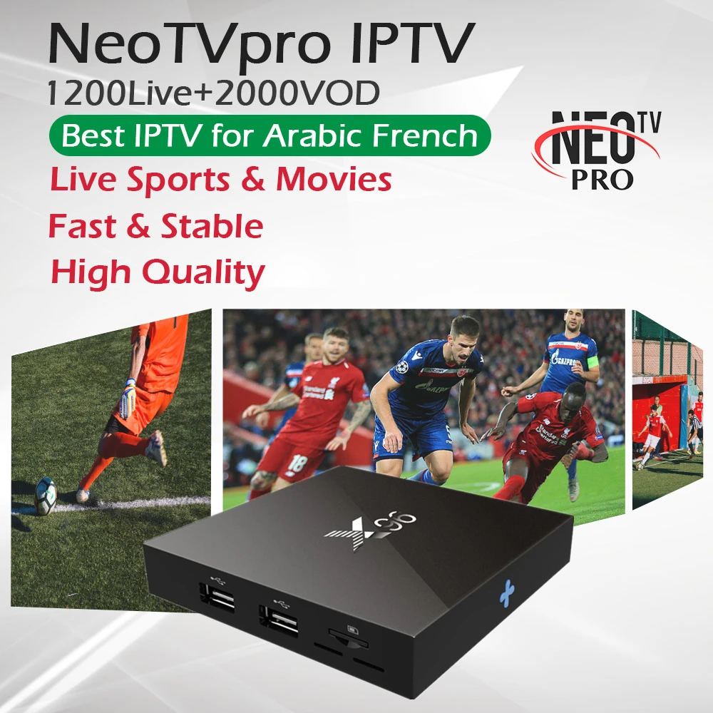

1 Year Arabic France IPTV Subscription NeoTVpro+X96 Android TV Box 1G/8G&2G/16GB Amlogic S905X Quad Core WiFi HDMI 2.0A 4K*2K