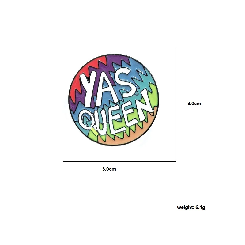 Значки с героями мультфильмов, буквенные Броши YAS QUEEN для женщин и мужчин, креативные радужные Цветные булавки, ювелирные изделия, эмалированные значки на рюкзак, сумка, аксессуары