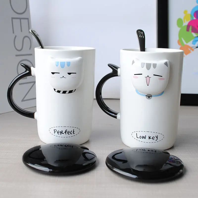 

TECHOME 2017 Hot Sale Ceramic Coffee Breakfast Milk Water Mug Porcelain cat Cup Handmade Painting Gift For Kids Health Material