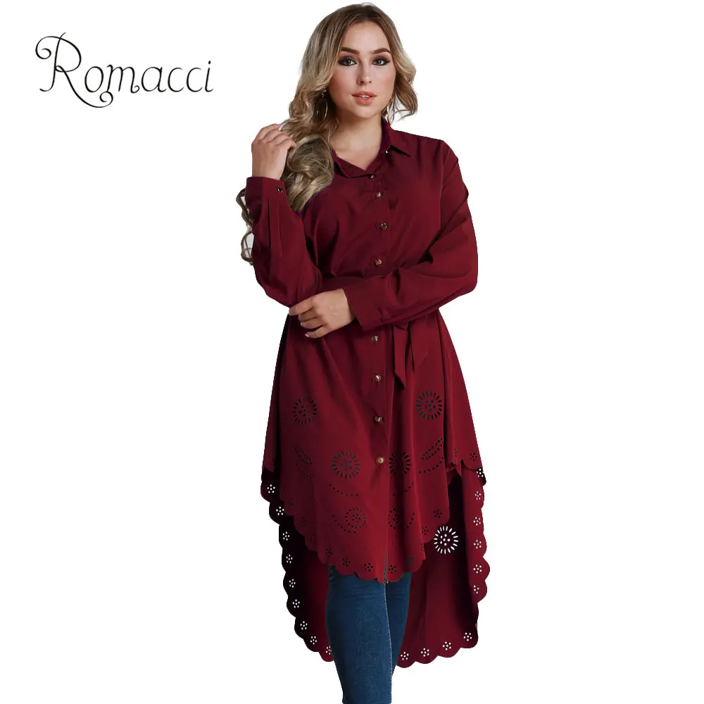 Женская рубашка Romacci весна 2020 5XL 6XL размера плюс блузка с длинным рукавом и