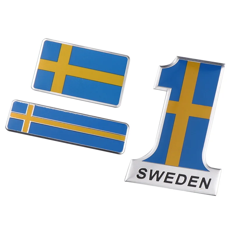 

Aluminum Sweden Flag Car Styling Sticker Emblem Decal Badge For SE Cars Body Window Door for Volvo V70 XC60 S60 V60 V40 Golf