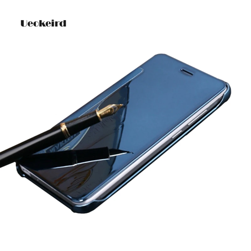 

Luxury For Samsung Galaxy Note 4 Case Mirror Leather Cover For Galaxy Note 5 Case Flip Translucent Protection Phone Cover Blue