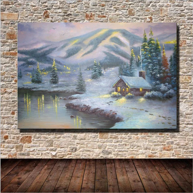 Cabin Wall Art aliexpress : buy 1 plane village cabin snow landscape oil Cabin Wall Art aliexpress : buy 1 plane village cabin snow landscape oil