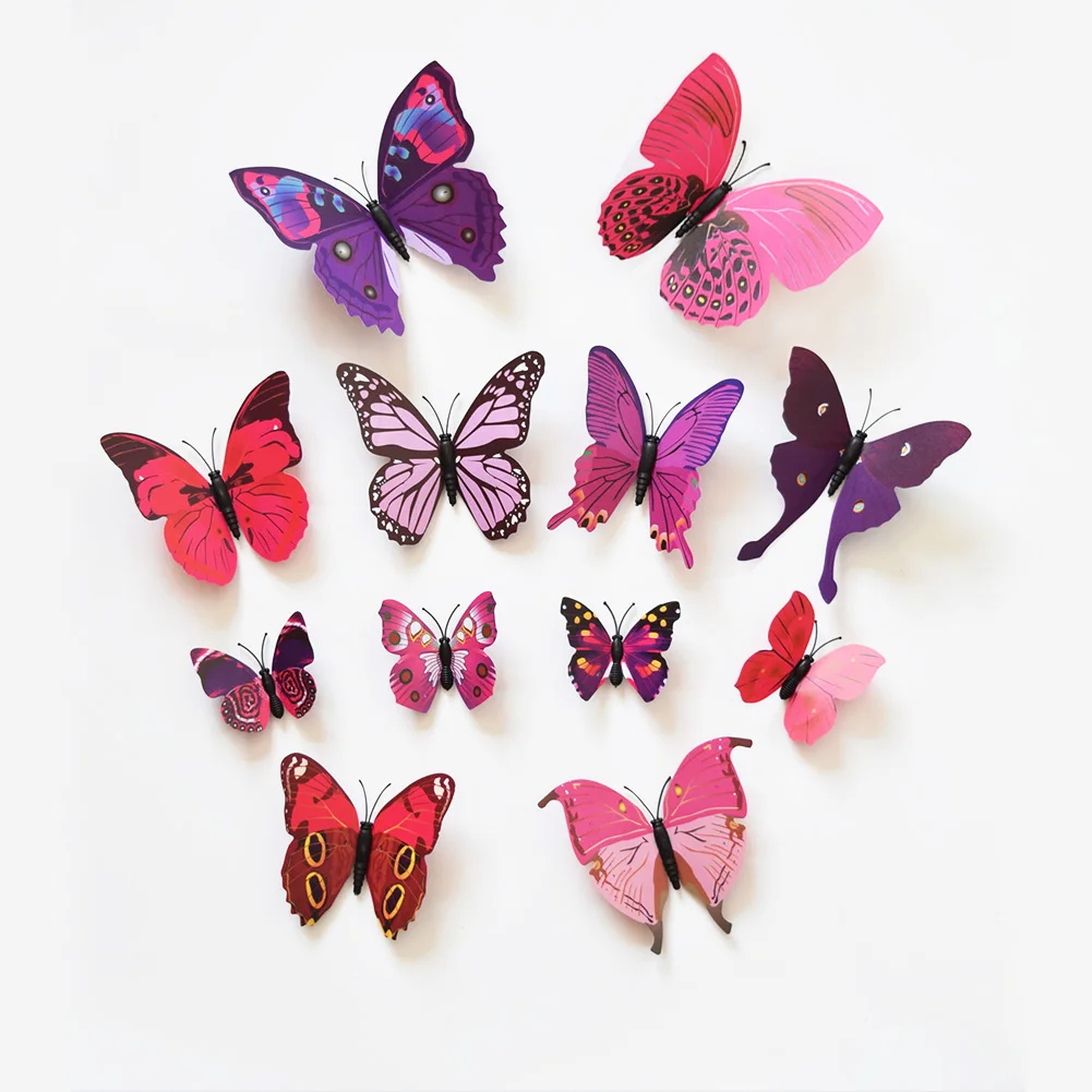 

12Pcs/Lot 3D Butterfly Wall Stickers PVC Magnet Home Decor Poster for Kids Rooms Bathroom Decals Adhesive to Wall Decoration