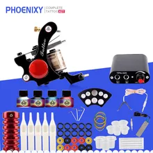 Стартовый набор татуировки 8 обмоток катушки татуировки машинка для татуировок 4 цветные Чернила иглы для введения пигмента ручки Электропитание Начинающих Татуировки поставки