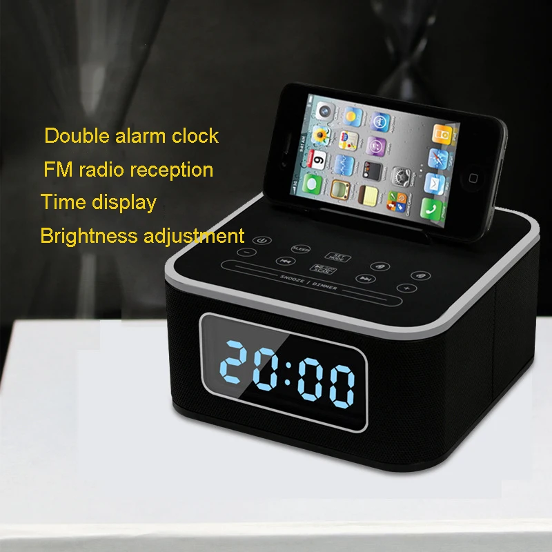 

Fashion Wireless Bluetooth Speakers Hotel Bedside Mobile Phone USB Charging Base FM Audio Support Hands-free CallAlarm Clock