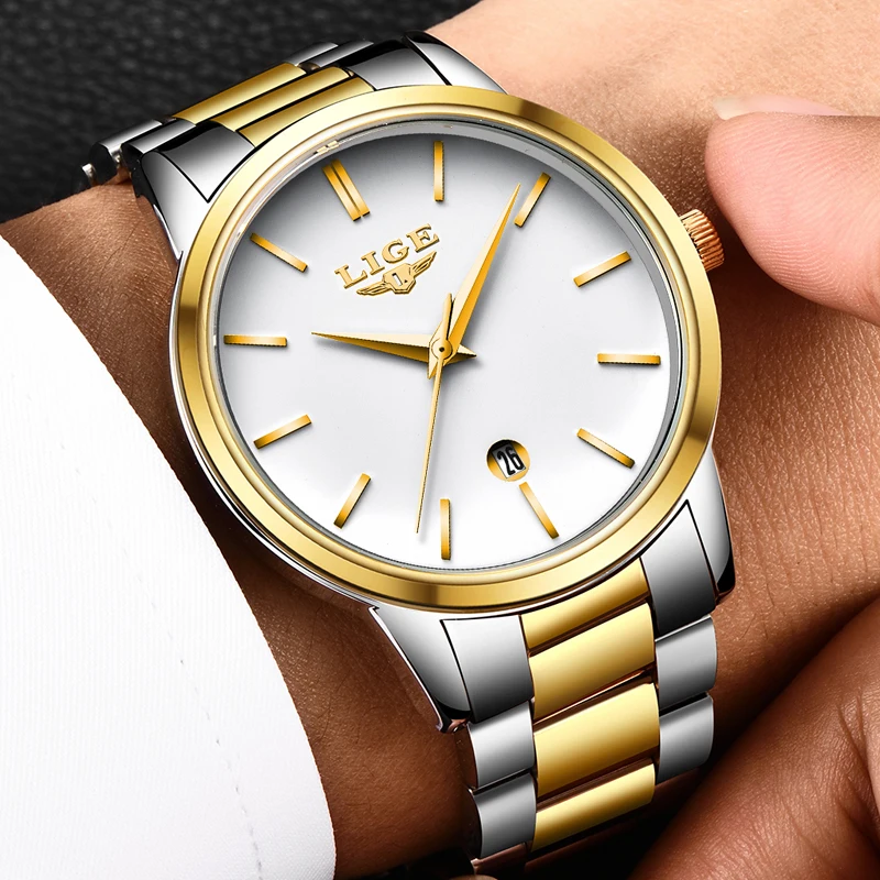 LIGE 2018 Simple Style Brand New Fashion Casual Model Classic Luxury Waterproof Swag Men Steel Quartz Watch relogio masculino