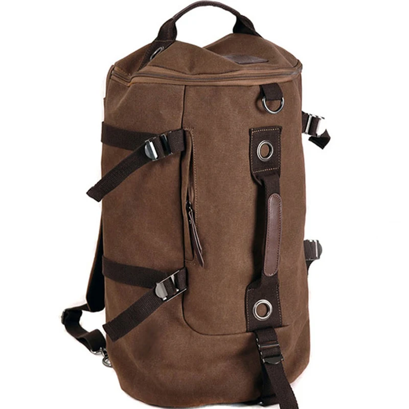 

New Men's Backpack Large Capacity Men Drawstring Backpack Canvas Bucket Bag Unisex Fashionable Concise School Bag Male Schoolbag