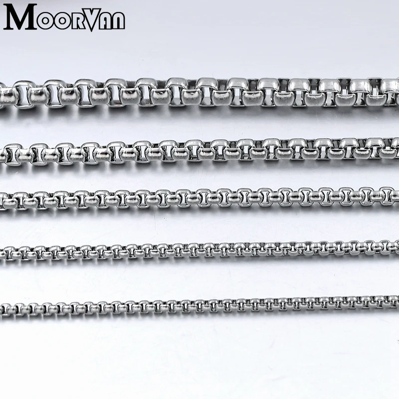 

Moorvan 40CM-90CM Jewelry Men's Women's Gothic Casting Necklace Box Short Long Chains Stainless Steel For Girls Boys VN138