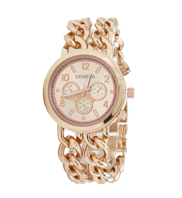 Top Fashion 2016 New Double Chain Gold Geneva Bracelet Watches Women Luxury Famo Top Fashion 2016 New Double Chain Gold Geneva Bracelet Watches Women Luxury Famo