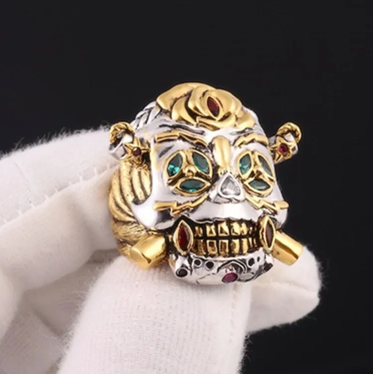 

Stallone Skull 925 Sterling Silver Lucky Ring HandMade Customize Free Letter