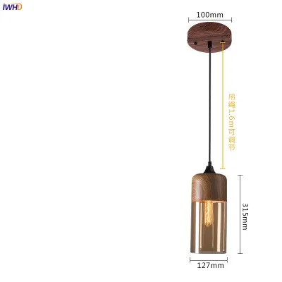 IWHD стеклянный Скандинавский современный подвесной светильник для столовой, бара, кафе, лофт, винтажный светильник, подвесной светильник, промышленный светильник, светодиодный светильник - Цвет корпуса: 1