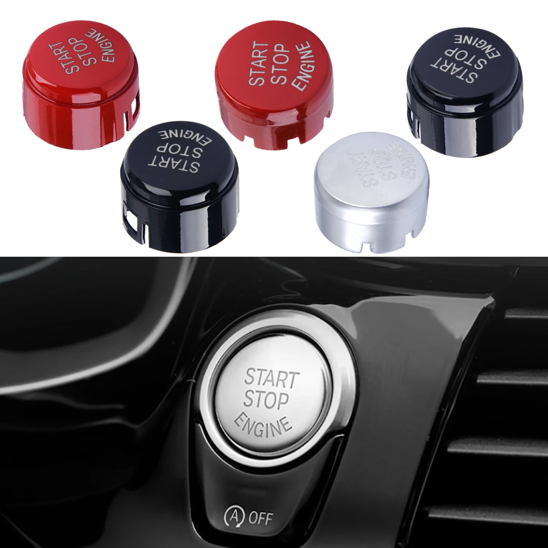 

DWCX 61319153832 Car Start Stop Engine Button Switch Cover 5 Colors Fit for BMW 5 6 7 F01 F10 F11 F20 F21 F30 F31