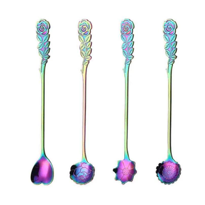 2019New arrival Dinnerware Sets Stainless Coffee Spoon Flower Shape Dessert Ice Cream Candy Tea Spoon #4A04 (3)