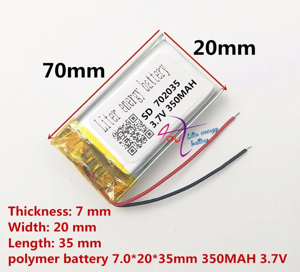 

high quity 702035 3.7v 350mAh li-ion rechargeable 3.7v li-polymer battery 702035