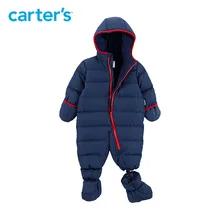 Carter s seamless overalls for boys blue red hooded snow wear baby boys snowsuit warm down