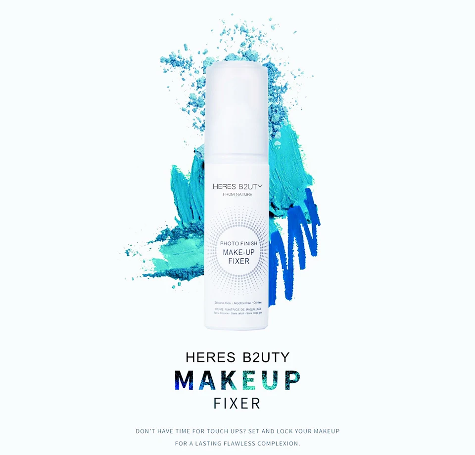 

Brand HERES B2UTY Photo Finish All Day Makeup Fixer Silicone/Acohol/Oil-Free Finishing Setting Spray bottle Long lasting Natural