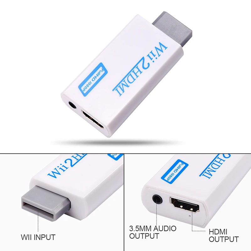  Convertitore per Wii2 a HDMI Full HD Auto Interruttore Risoluzione Supporto Adattatore di Uscita di