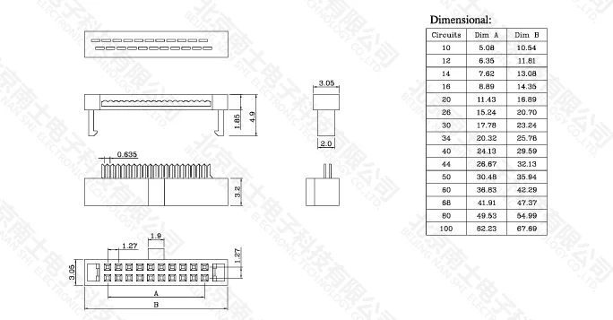 10 шт. 1,27 мм Шаг FC-6/8/10/16/20/40 контактный разъем IDC разъем для 0,635 мм плоский кабель провода 6p 10p 20p 40p