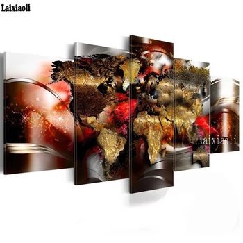 

5d diy diamond embroidery color world map 5PCS diamond painting Cross Stitch kits full square round drill Rhinestone mosaic arts