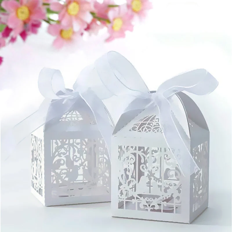 Buy 10Pcs/Pack Candy Gift Boxes With Ribbon Wedding