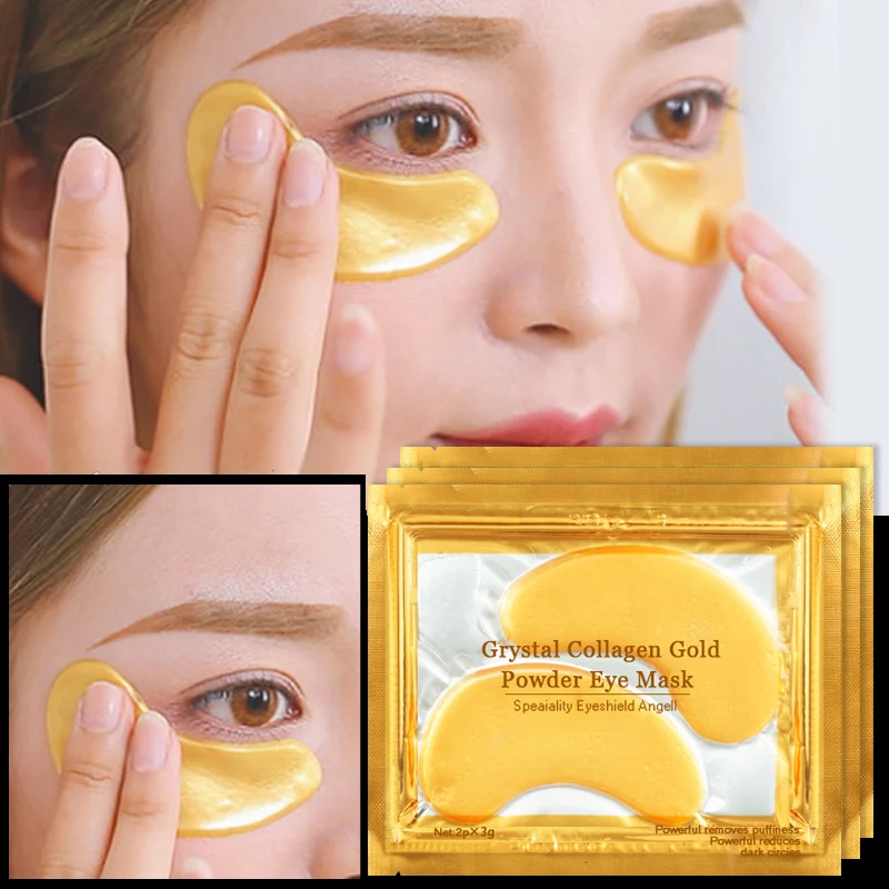

Brainbow 10 Pairs Crystal Collagen Gold Powder Eye Mask Anti Aging/Dark Circles/Puffiness Moisturizing Eye Masks Collagen Pads