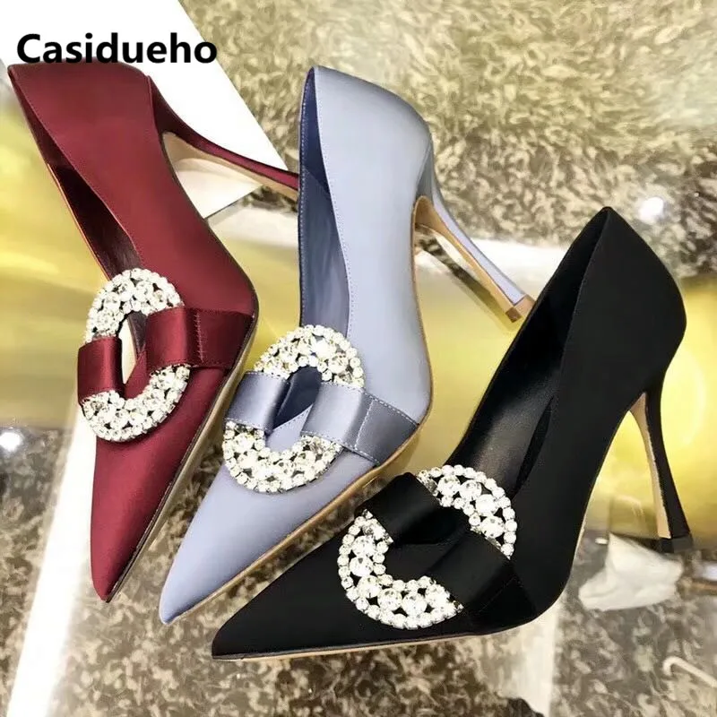 

Big Sale Women Pumps Crystal Thin High Heels Wedding Shoes Woman Pointy Toe Sexy Gladiator Sandals Slip-on Sandalias Mujer 2018