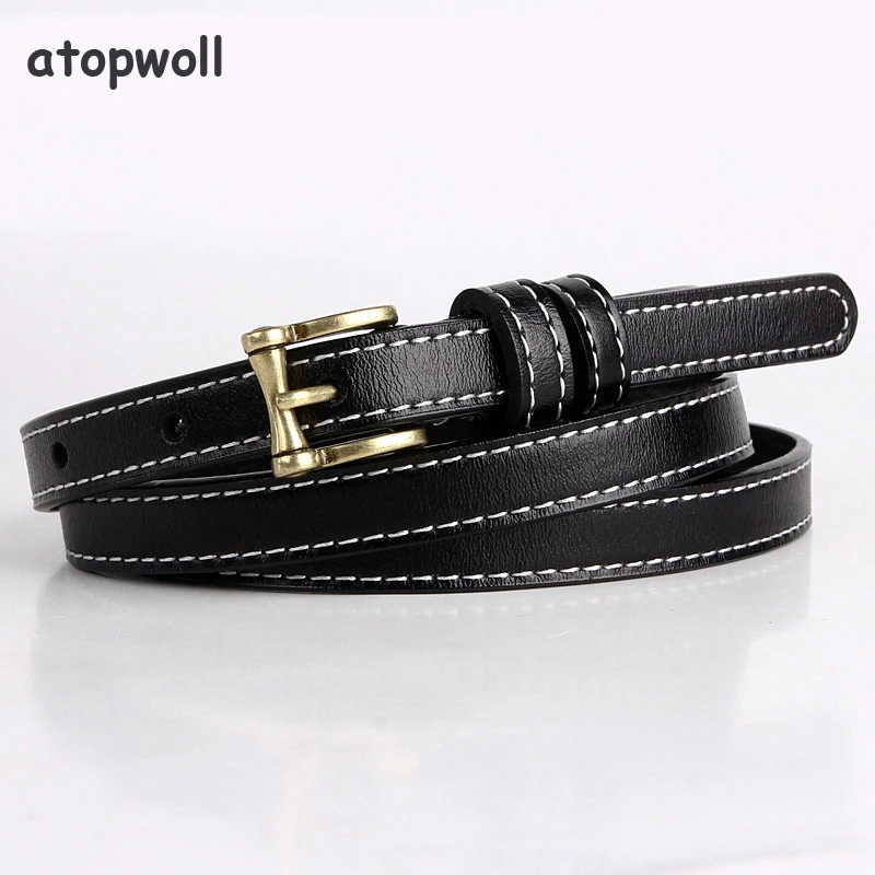 

Women's fashion brand Simple thin genuine leather belts for Jeans Vintga Cowskin Pin Buckle Trouser Strap Pants ceinture femme