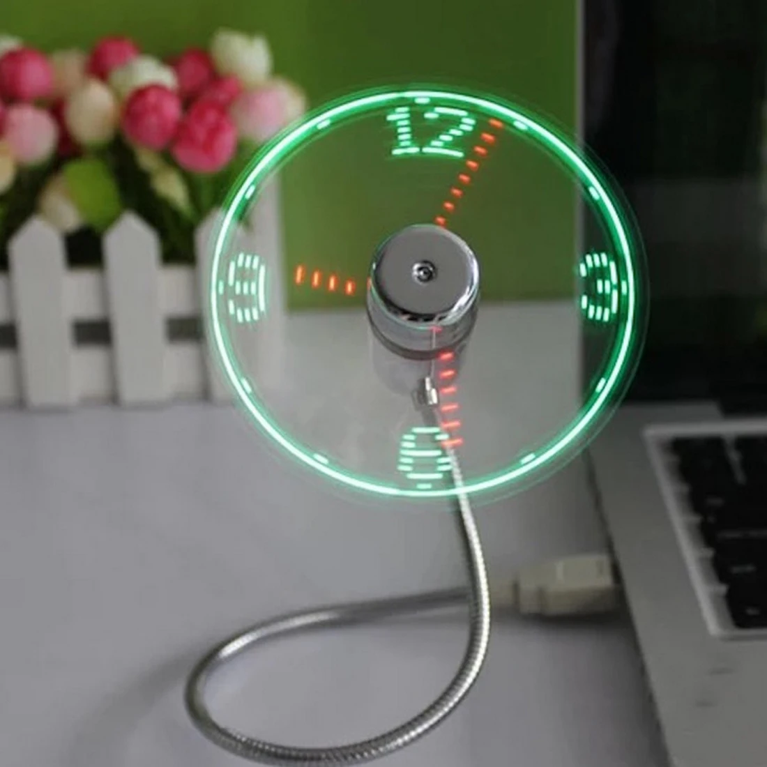 

NOYOKERE New Durable Adjustable USB Gadget Mini Flexible LED Light USB Fan Time Clock Desktop Clock Cool Gadget Time Display