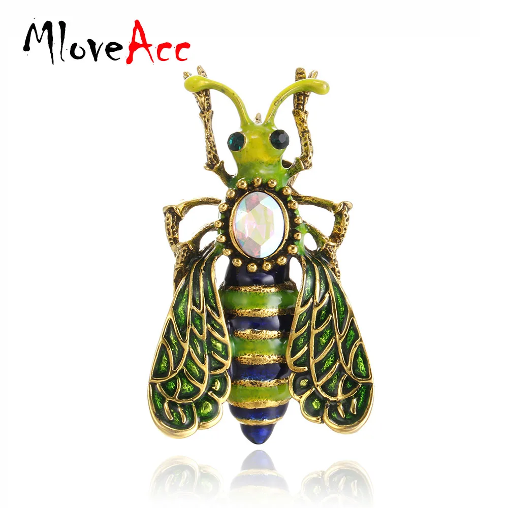 MloveAcc Enamel Bee Brooches for Women And Men Alloy Insect Collar Pins