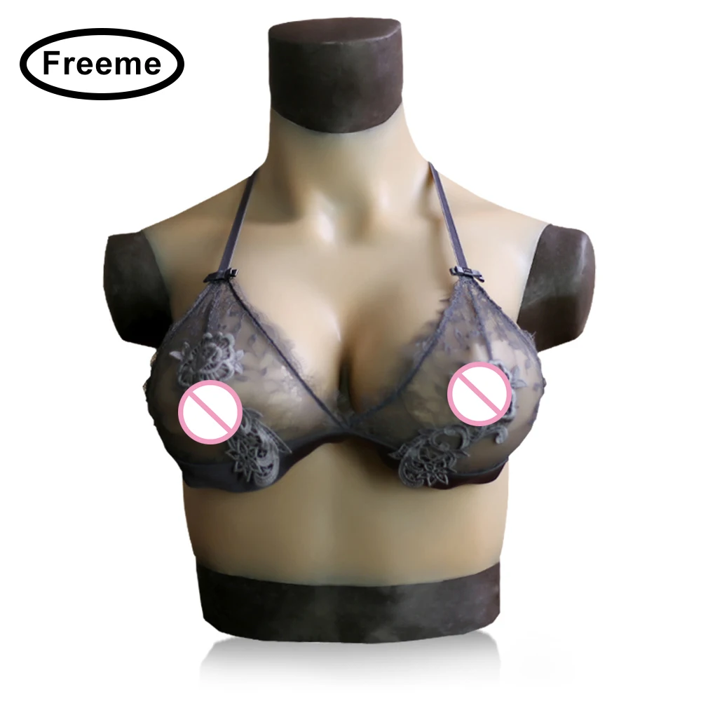

Freeme Silicone Breast Short Version High Neck Food Grade Silicone D Cup for Crossdressing and Trangender