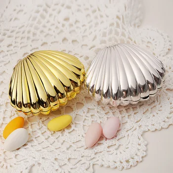 

20pcs Simulation plastic shell gold and silver candy box open and small objects receive creative wedding gift box wedding gift b