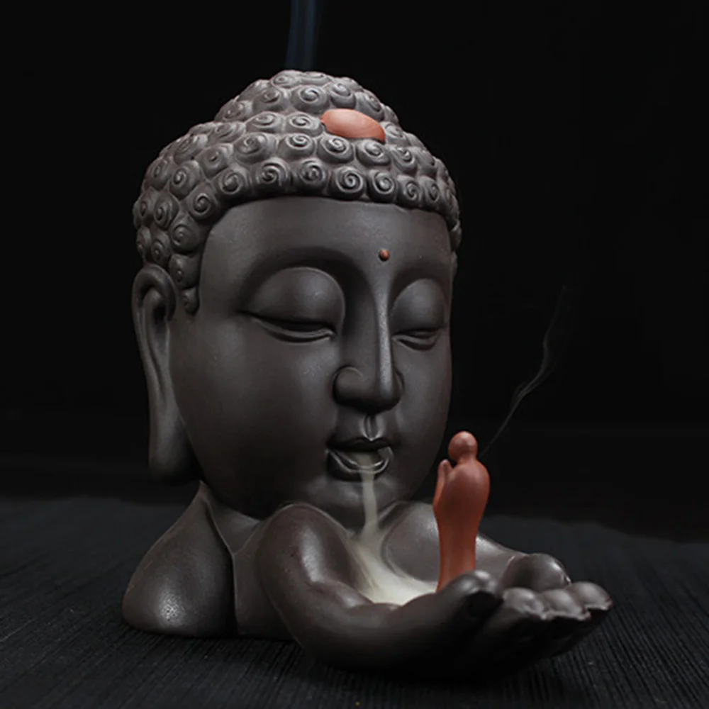 

Backflow Incense Burner Ceramic Buddha Incense Holder Buddhist Censer Use in Office Living Room Creative Home Decoration