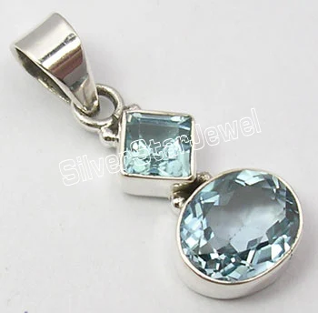 Blue Topaz Многоцелевой выбор Chanti Международный чистого серебра огранки желтые цитрины 2 набор драгоценных камней подвеска ручной работы 3,1 см вариации ручной работы - Окраска металла: Blue Topaz