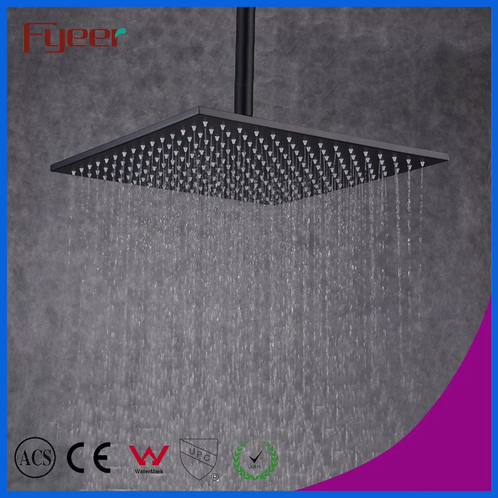 Free Shipping Hot Sale Fyeer 16 Inch Black Shower Head Bathroom