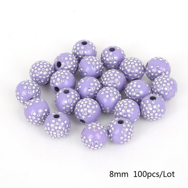 8mm Dots Print Shiny Crystal Acrylic Beads Round Loose Spacer Beads For Jewelry Making DIY Bracelet Necklace