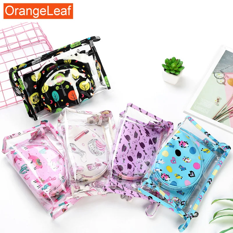 

PVC leather storage bag 3 piece set casual lady travel makeup bag zipper transparent cosmetic bag beautician cosmetic bag