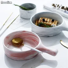NOOLIM скандинавские мраморные миски для риса кухонная посуда для дома Креативный дизайн керамическая чаша лапша суп чаша с ручкой