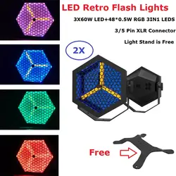 Светодиодный Ретро вспышки света 3X60 W светодиодный + 48X0,5 W RGB 3IN1 Светодиодный прожектор плоских параллельных лучей DMX Dj светодиодные лампы par