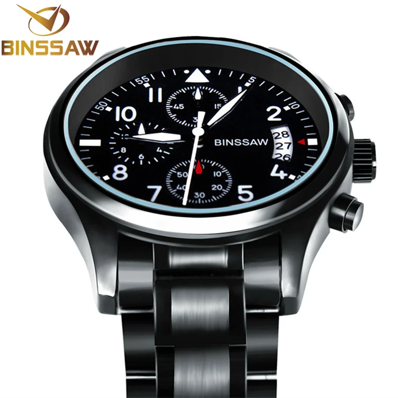 

Fashion BINSSAW Luxury Brand Watch Men Business Stainless Steel Luminous Quartz Watch Waterproof Sport Watches Relogio Masculino
