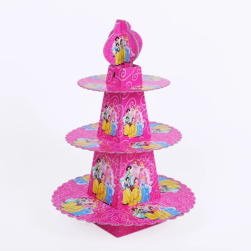 Тематические праздничные бумажные тарелки принцессы/чашки/салфетки/коробки конфет/флаги соломенная скатерть Свадебные украшения для девочек на день рождения - Цвет: cake stand 1pcs