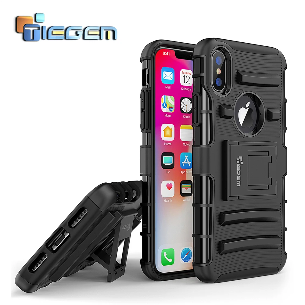 TIEGEM Kickstand Phone Case For iPhone X 10 5.8 inch Coque Soft Silicone Back Cover Shell with Stand Holder |