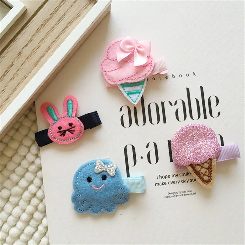 

10pcs/lot New Sweet Ice Cream Girl Fashion Hairpin Cartoon Rabbit Lovely Kids Clip Hair Accessories For Children Barrettes