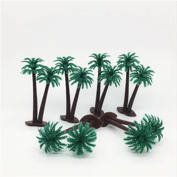 

100PCS Plastic Palm Leaves Home school teaching decoration Sand Table Model Decor Artificial Tree Moss Plant Mini coconut tree