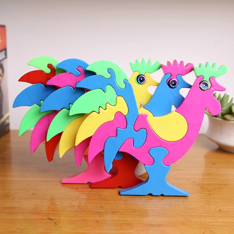 

Wooden Cartoon Puzzle Chicken Impression Anime Parent-child Educational Toys Hot Baby Early Learning Jigsaw Toys Children Gifts