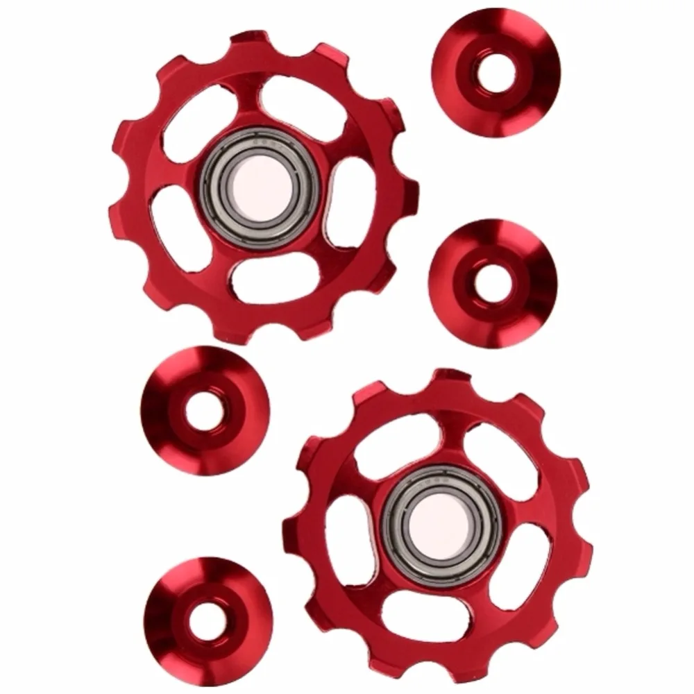 2 قطع 11 طن خفيفة الدراجات عجلة شدادة الخلفية Derailleur البكرات سبائك الألومنيوم MTB الدراجة تحمل بكرة دراجة أجزاء