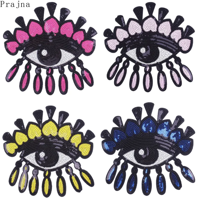 

Prajna Big Sequin Eye Patch Love Heart Glitter Patches On Clothes Embroidered Patches For Clothing Stripes Sew On Applique Badge