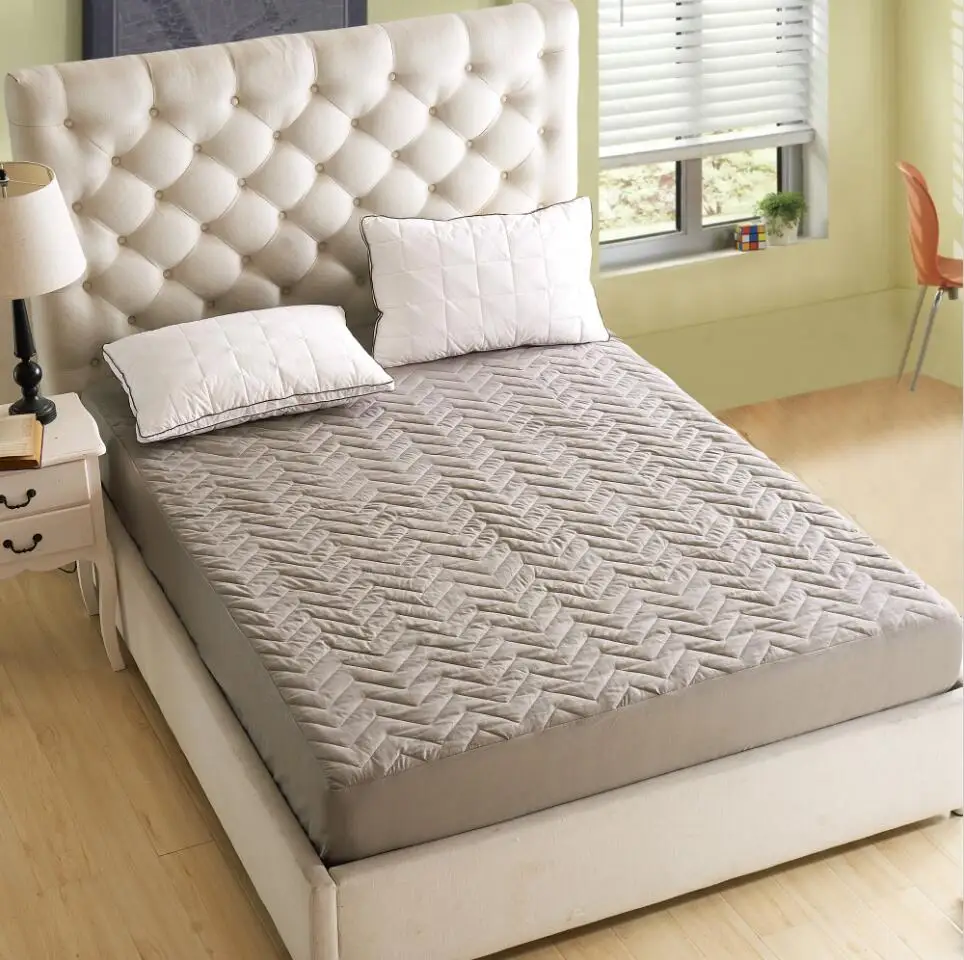 sunnyrain 1 piece solid color polyester quilted fitted bed sheet queen size bed protector