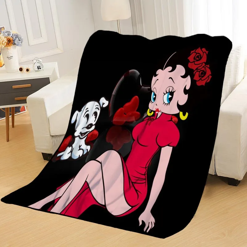 Cobertor em Casa Cobertura de Viagem Nova Chegada Betty Boop Cobertores Impressão Macio Nap – Sofá Escritório Portátil Cobertor