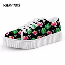 INSTANTARTS/модные туфли на плоской подошве со шнуровкой и цветочным узором; Женская Весенняя обувь на платформе; обувь на плоской подошве, увеличивающая рост; женская обувь для девочек